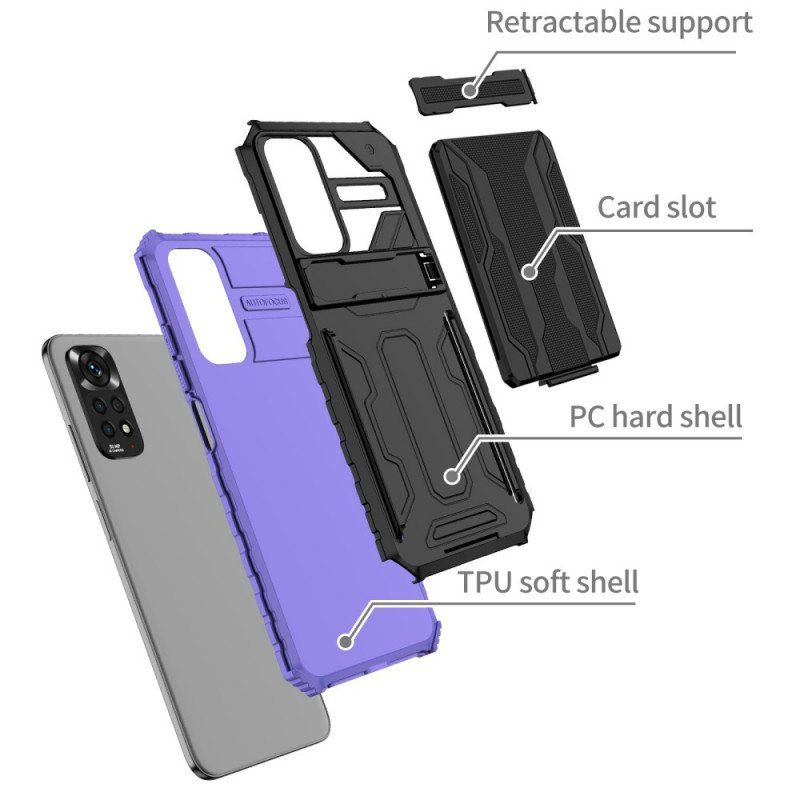 Mobilskal Xiaomi Redmi Note 11 / 11S Blixtlåsförsedd Korthållare Och Stativ
