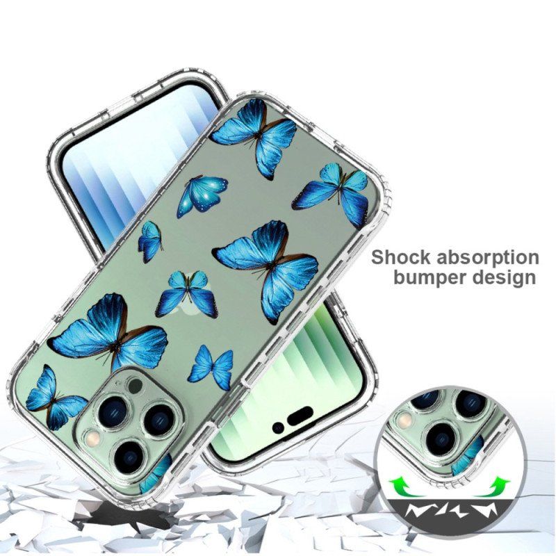 Skal iPhone 14 Pro Max Förbättrade Blå Fjärilar