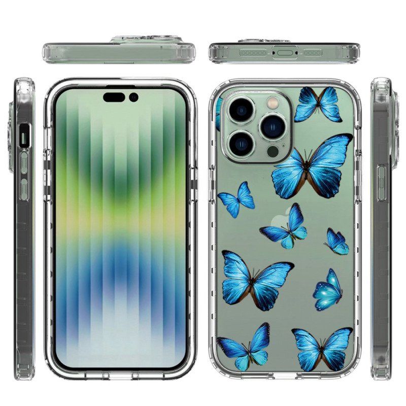 Skal iPhone 14 Pro Max Förbättrade Blå Fjärilar
