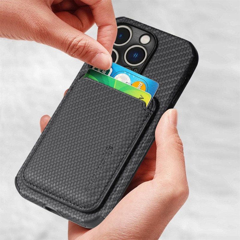 Skal iPhone 14 Pro Plånboksfodral Kolfiber Och Magnetisk Plånbok