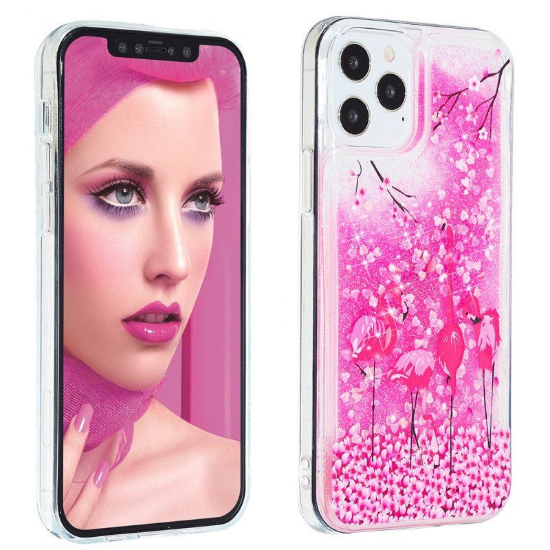 Skal iPhone 15 Pro Max Flamingo Glitter