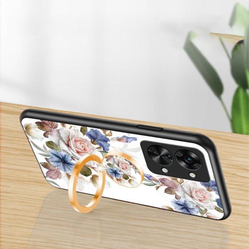 Skal OnePlus Nord 2T 5G Härdat Glas Blommor Ring Diamanter