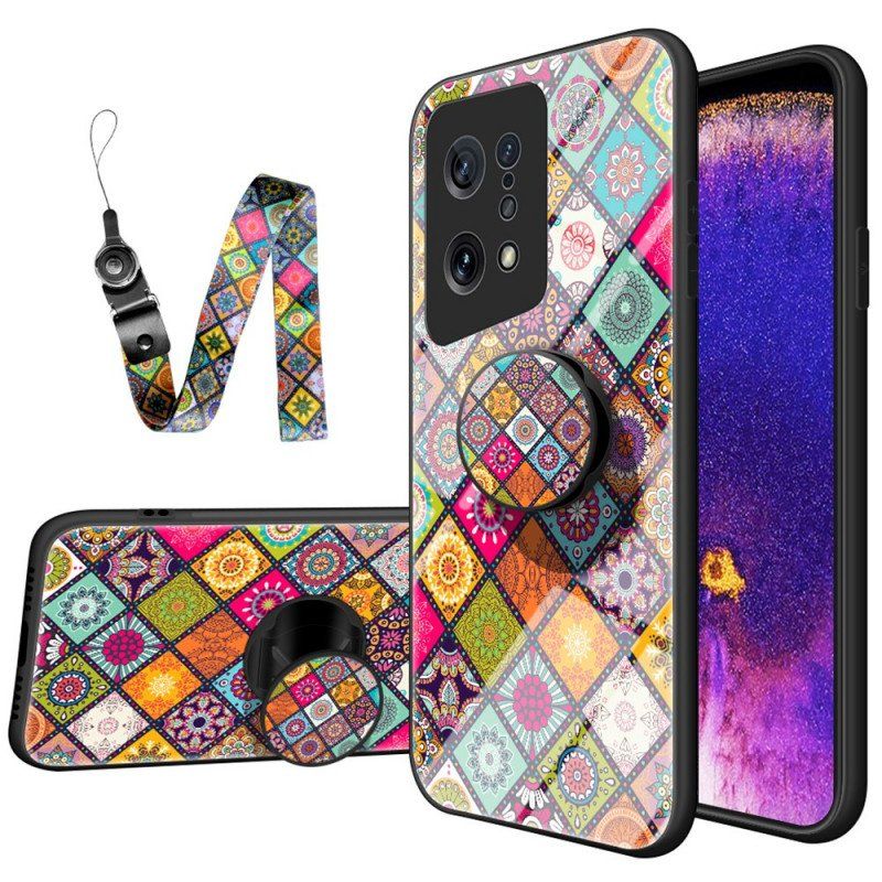 Skal Oppo Find X5 Patchwork Magnetisk Hållare