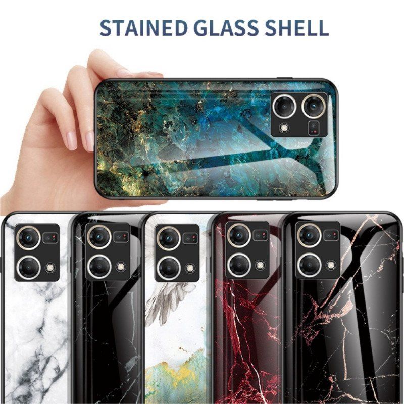 Skal Oppo Reno 7 Marmor Härdat Glas