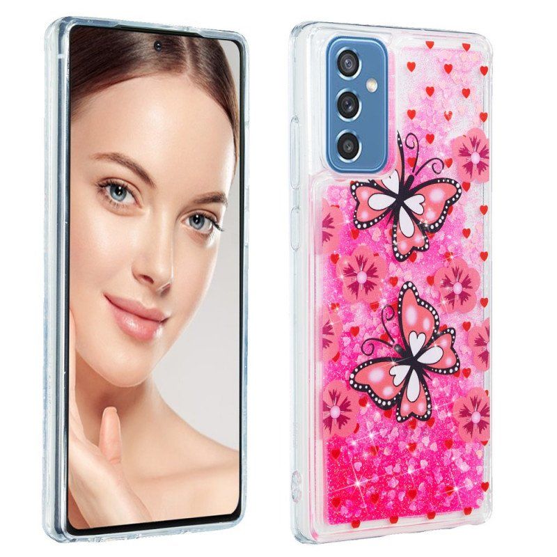 Skal Samsung Galaxy M52 5G Rosa Fjärilar