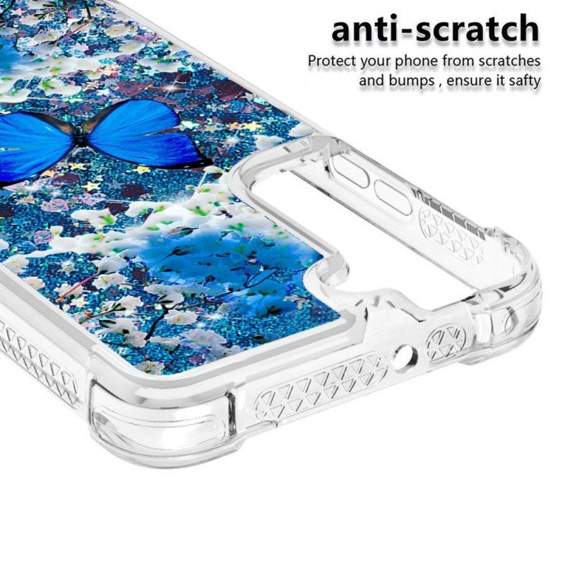 Skal Samsung Galaxy S22 5G Glitter Blå Fjärilar