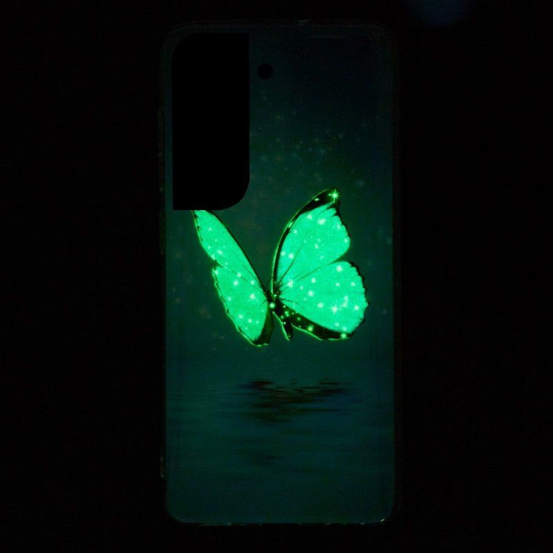 Skal Samsung Galaxy S22 Plus 5G Fluorescerande Blå Fjärilar