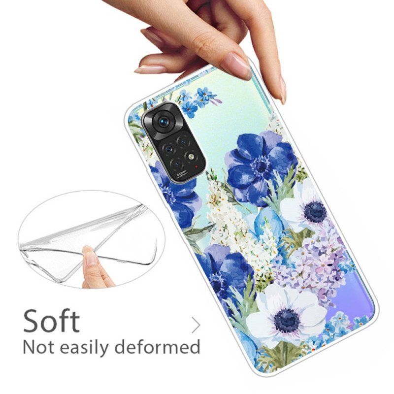Skal Xiaomi Redmi Note 11 / 11S Sömlös Akvarell Blå Blommor